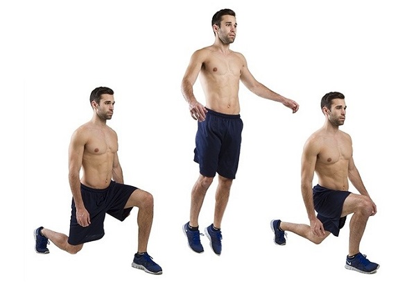 man doing jumping lunges