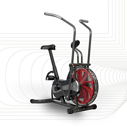 SportPlus Air Bike con resistencia al aire y sistema de frenos de cinturón: bicicleta estática HIIT eficiente para brazos y piernas, con ...