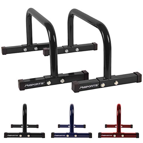 MSPORTS Low Fitness Parallettes Minibarren Professional L x An x Al: 60x35x29 cm |  Empuñaduras de push-up con barras de push-up (negro)