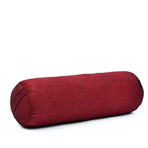 Leewadee Pilates roll yoga bolster cojín de yoga, producto natural ecológico, 65x25x25 cm, kapok, rojo