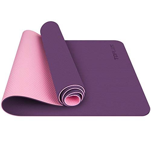 TOPLUS esterilla de ejercicio, esterilla de yoga esterilla de yoga acolchada y antideslizante para fitness, pilates y gimnasia con correa para el hombro (violeta-rosa)